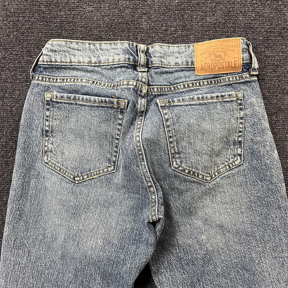 Aeropostale Mid Rise Ankle Straight Jeans Womens 0 Medium Blue Stretch Denim - Picture 6 of 11